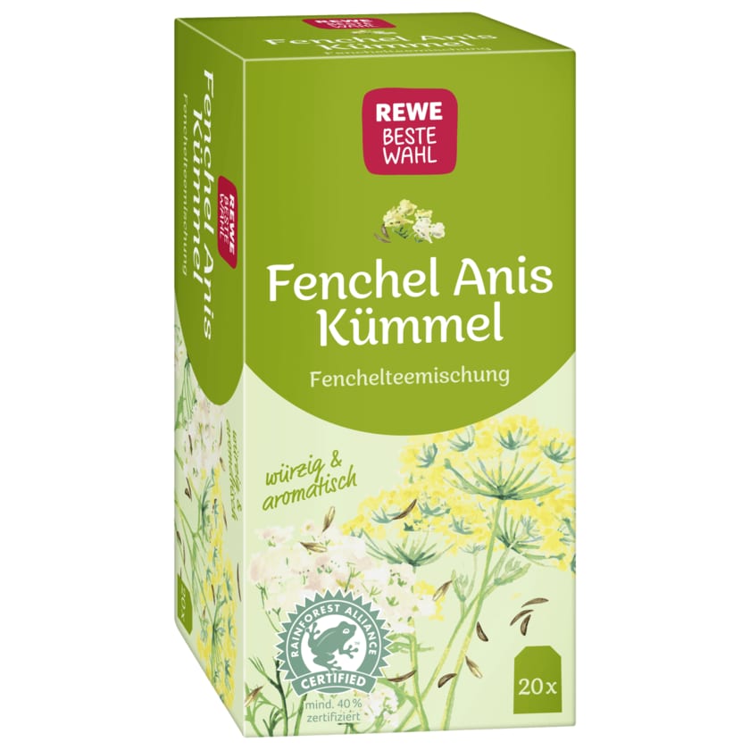 REWE Beste Wahl Kräutertee Fenchel-Anis-Kümmel 40g, 20 Beutel